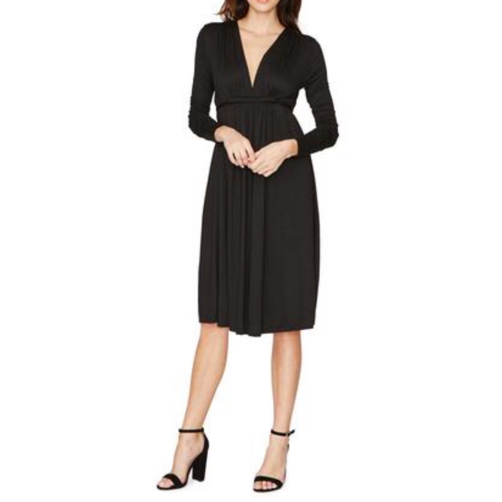 Rachel Pally Black V‑Neck Long Sleeve Mini Dress